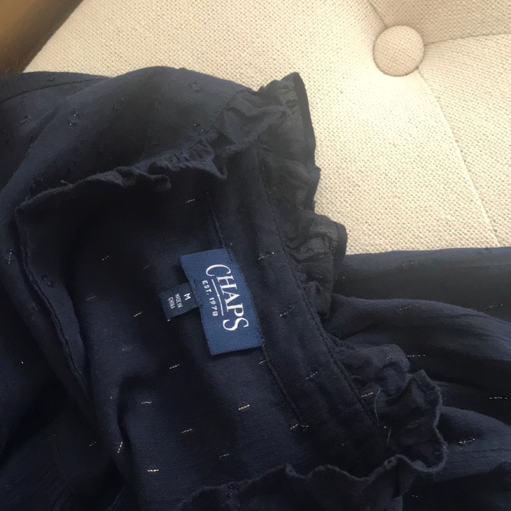 Navy Button-Up Blouse - Picture 7 of 7